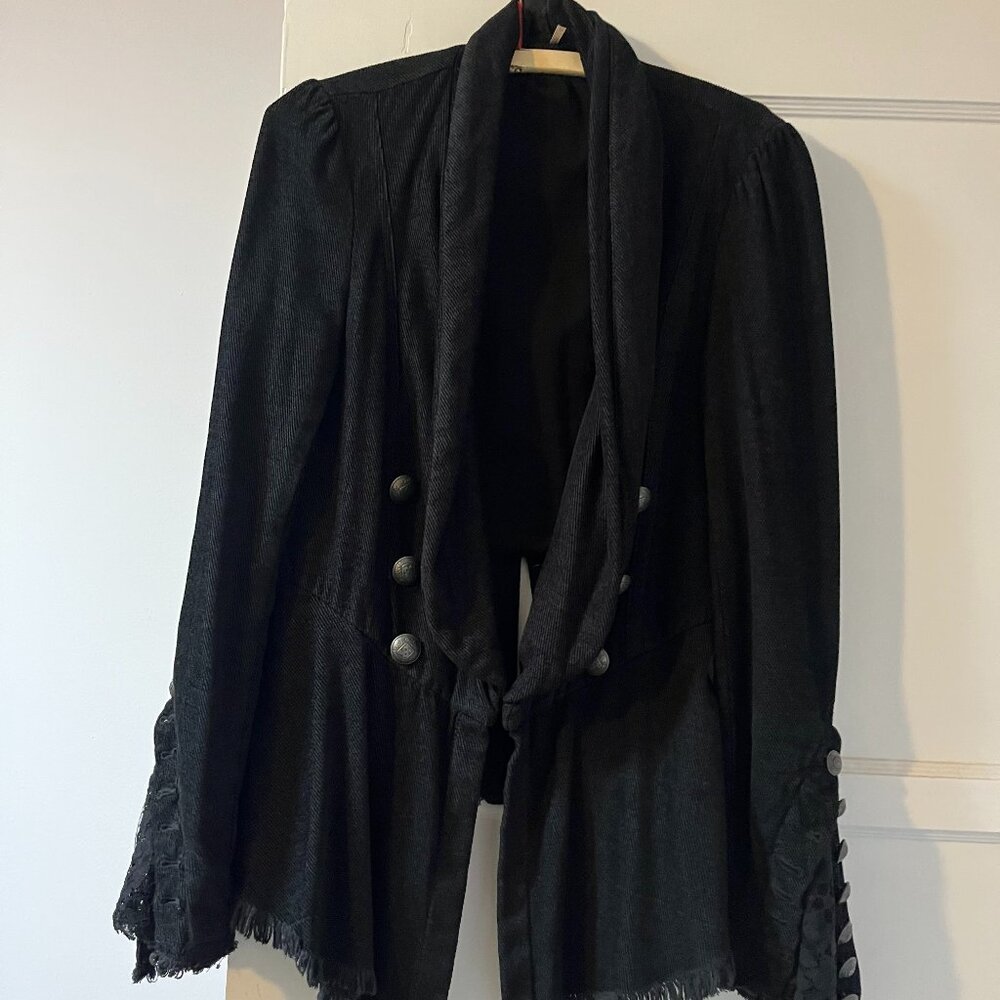 RARE black Free People fine cord Sparrow jacket